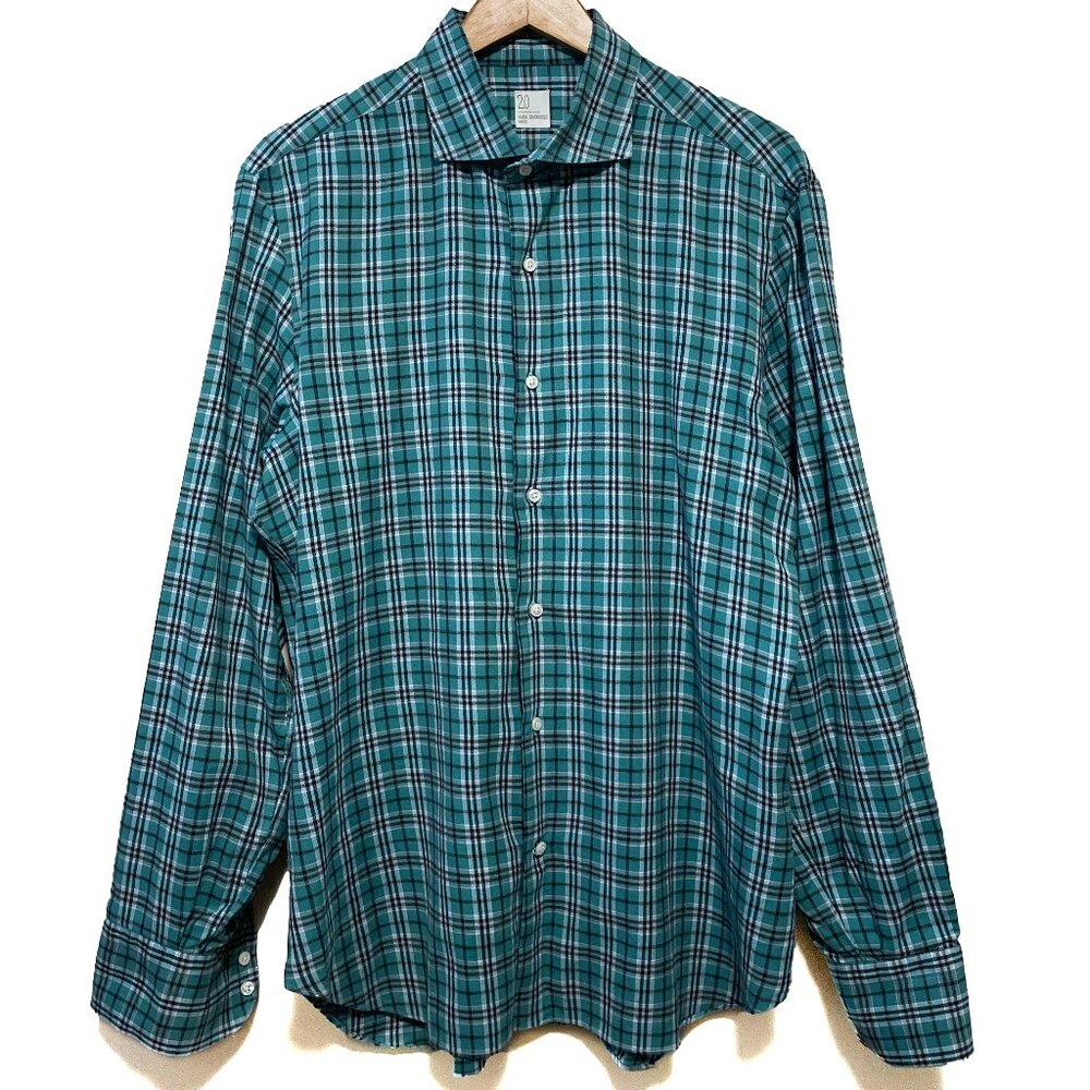 2.0 Maria Santangelo Napoli Slim Fit Men's Long Sleeve Button Plaid Shirt
